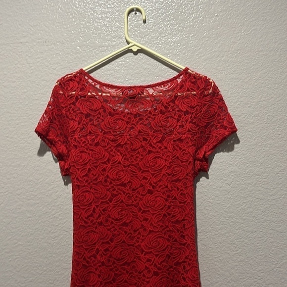 Perceptions New York Red lace dress Elegant Short Sleeve Size XL Formal Wedding - Picture 9 of 9